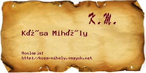 Kósa Mihály névjegykártya